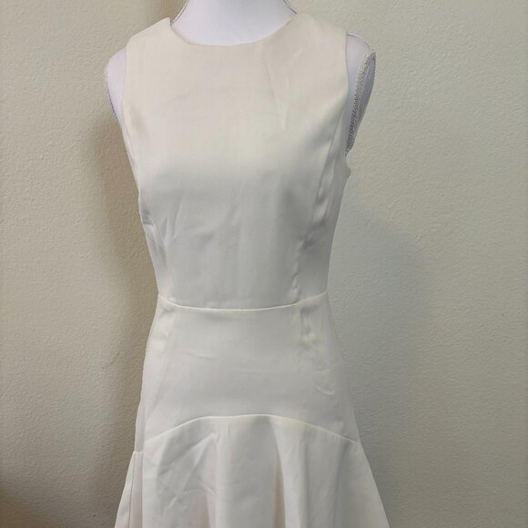 Topshop White Peplum Dress | Size 2 US |Elegant & Chic Perfect for Bridal Shower - Picture 1 of 6